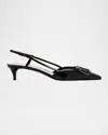 VALENTINO GARAVANI VLOGO PATENT KITTEN SLINGBACK PUMPS