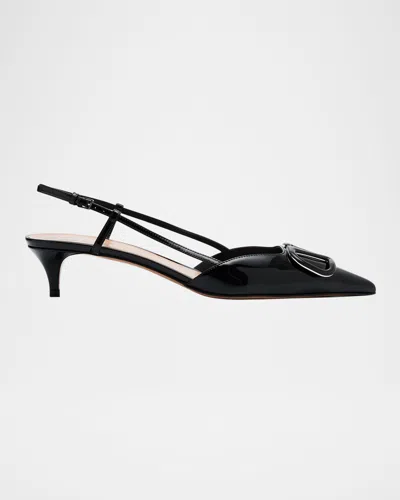 Valentino Garavani Vlogo Patent Kitten Slingback Pumps In Nero