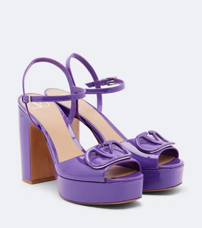 Valentino Garavani Vlogo Patent Leather Platform Sandals In Purple