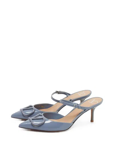 Pre-owned Valentino Garavani Vlogo Patent Leather Pumps In Blue