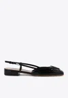 Valentino Garavani Vlogo Signature Patent Leather Slingback 20mm Woman Black 42 In Black