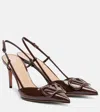 Valentino Patent Leather Slingback Pumps With Stiletto Heel In Brown