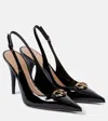 Valentino Vlogo 100 Embellished Patent-leather Slingback Pumps In Schwarz