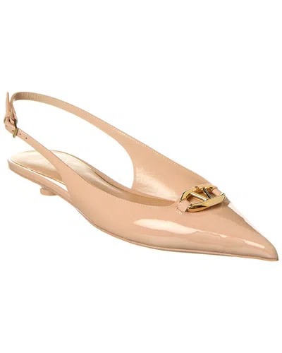 Valentino Garavani Vlogo Signature Leather Slingback Pump In Beige Rose