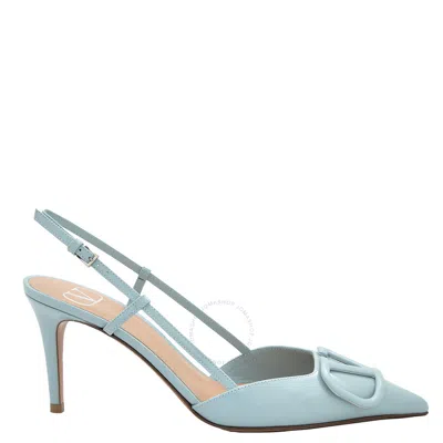 Valentino Garavani Valentino Vlogo Patent Slingback Pumps In Blue