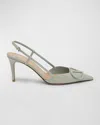 Valentino Garavani Vlogo Patent Slingback Pumps In Opal Grey