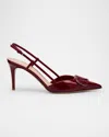 Valentino Vlogo 80 Metallic Slingback Pumps In Elaphe Leather In Y9q Deep Scarlet