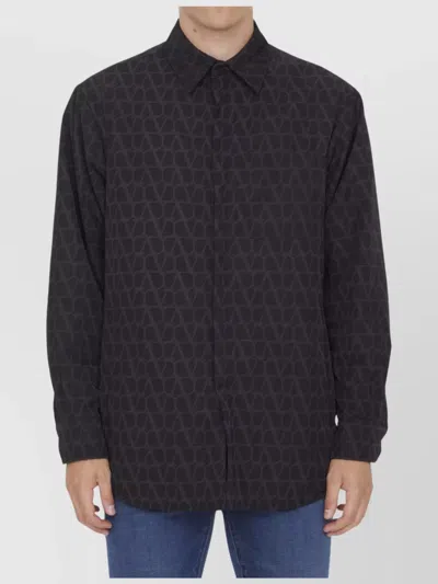 VALENTINO VLOGO PATTERN GEOMETRIC SHIRT WITH SIDE POCKETS