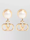 Valentino Vlogo Pearl Detail Logo Stud Earrings In Gold
