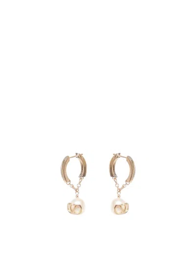 Valentino Garavani Valentino Vlogo Pearl Drop Earrings In Metallic