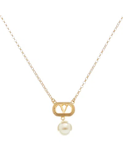Valentino Garavani Valentino Vlogo Pendant Necklace In Gold