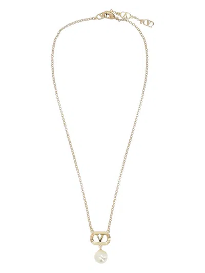Valentino Garavani Vlogo Pendant Necklace In Gold