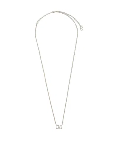 Valentino Garavani Vlogo Pendant Necklace In White