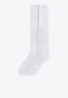 Valentino White Cotton Socks With Vlogo Signature And Crochet Knit Texture In White