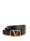Valentino Garavani 30mm Logo Leather Belt In Black