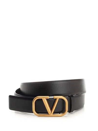 Valentino Garavani Valentino Vlogo Plaque Belt In Black