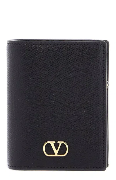 Valentino Garavani Portafoglio Vlogo In Pelle Nera Donna In Black