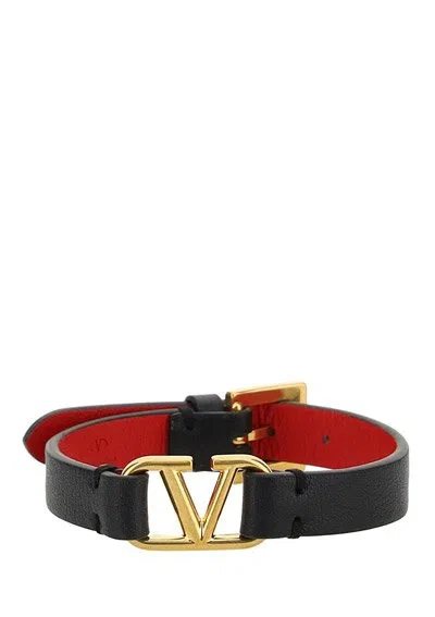 Valentino Garavani Valentino Vlogo Plaque Buckled Bracelet In Black