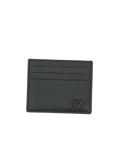 Valentino Garavani Vlogo Plaque Cardholder In Black