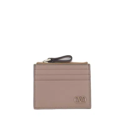 Valentino Garavani Valentino Vlogo Plaque Cardholder In Brown