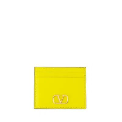 Valentino Garavani Valentino Vlogo Plaque Cardholder In Yellow