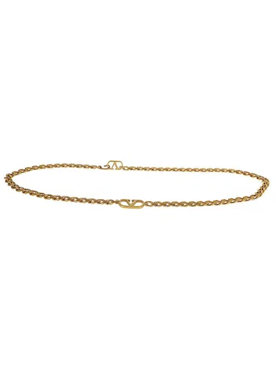 Valentino Garavani Valentino Metallic Vlogo Signature Chain Belt In Gold