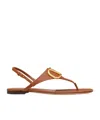 Valentino Vlogo Signature Flat Thong Sandal In Grainy Calfskin In Brown