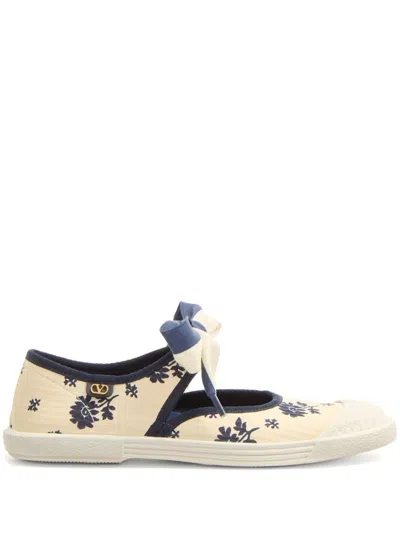 Valentino Garavani Bay By Bay Ballerina Rubber-trimmed Printed Silk-jacquard Sneakers In Multi