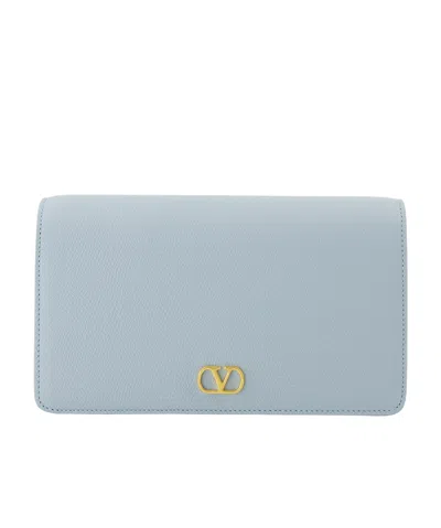 Valentino Garavani Valentino Vlogo Plaque Foldover Top Mini Shoulder Bag In Gray