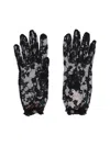 Valentino Garavani Ruched Lace Gloves In Black