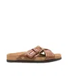 Valentino Garavani Vlogo-plaque Leather Slides In Tobacosiga