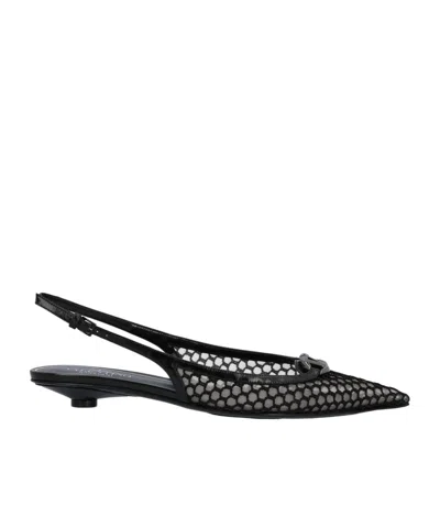 VALENTINO GARAVANI VALENTINO VLOGO PLAQUE MESH SLINGBACK PUMPS