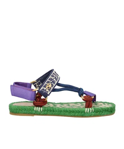 Valentino Garavani Valentino Lake Powell Leather-trim Sandal In Green