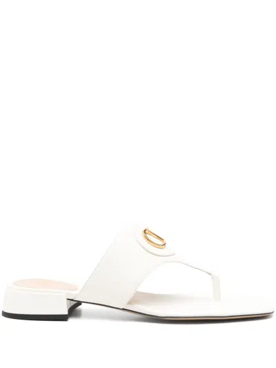 Valentino Garavani Valentino Vlogo Signature Leather Sandal In White