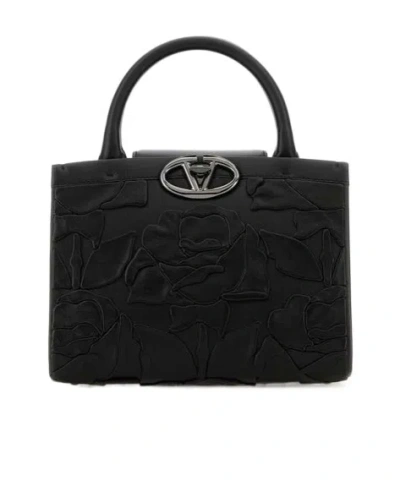 Valentino Garavani Valentino Vlogo Plaque Small Double Handle Bag In Black