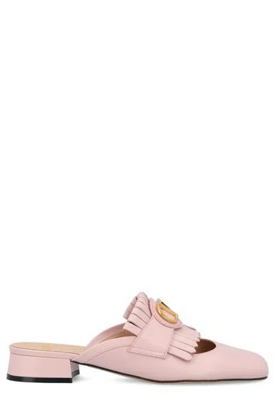 Valentino Garavani Valentino Vlogo Plaque Square Toe Sandals In Pink
