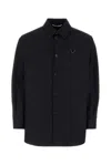 Valentino Rear Yoke Wool Blend Shirt In Navy