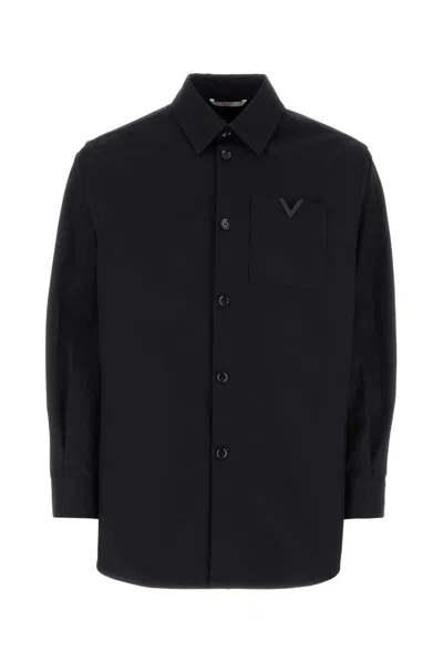 VALENTINO MIDNIGHT BLUE STRETCH COTTON SHIRT