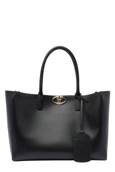 Valentino Garavani Valentino Vlogo Plaque Top Handle Bag In Black