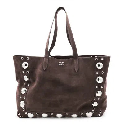 Valentino Garavani Valentino Vlogo Plaque Top Handle Bag In Brown