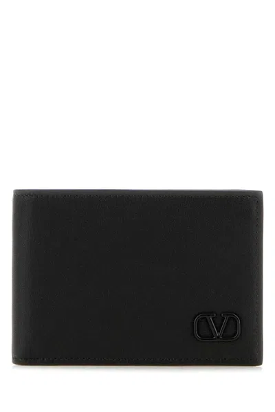 Valentino Garavani Valentino Vlogo Plaque Wallet In Nero
