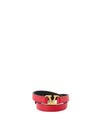 Valentino Garavani Valentino Vlogo Plaque Wrap Bracelet In Red