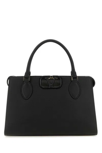 Valentino Garavani Vlogo Plaque Zip-up Top Handle Bag In Black