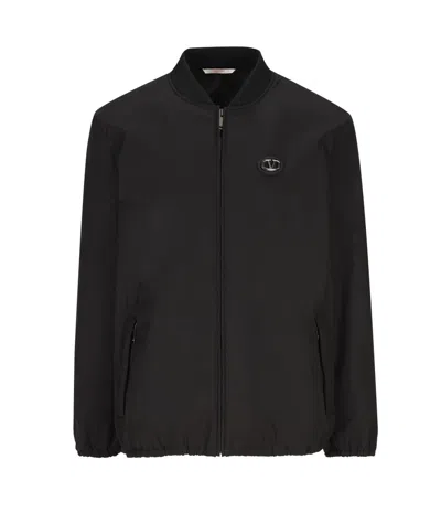 Valentino Vlogo-plaque Bomber Jacket In Black