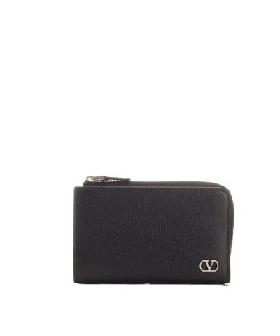 Valentino Garavani Vlogo-signature Leather Wallet In Black