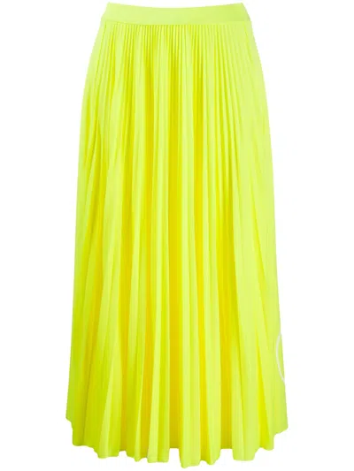 Valentino High-waisted Pleated Midi Skirt In Yellow