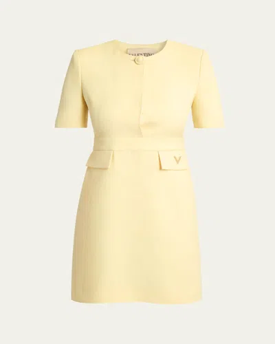 Valentino V-logo Pocket Short-sleeve Mini Dress In Neutral