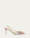 VALENTINO GARAVANI VLOGO POINTED FLORAL SATIN PUMPS