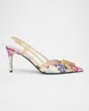Valentino Women's Elegant Leather Heeled Shoes In Multicolor Ivory