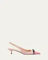 Valentino Vlogo Pointed Slingback Leather Kitten Pumps In Multi